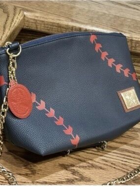 Navy Mini Crossbody Bag with Red Accent Stitching
